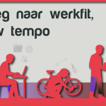 Grafische karakter die verschillende werkzaamheden uitvoeren zoals fietsenmaker